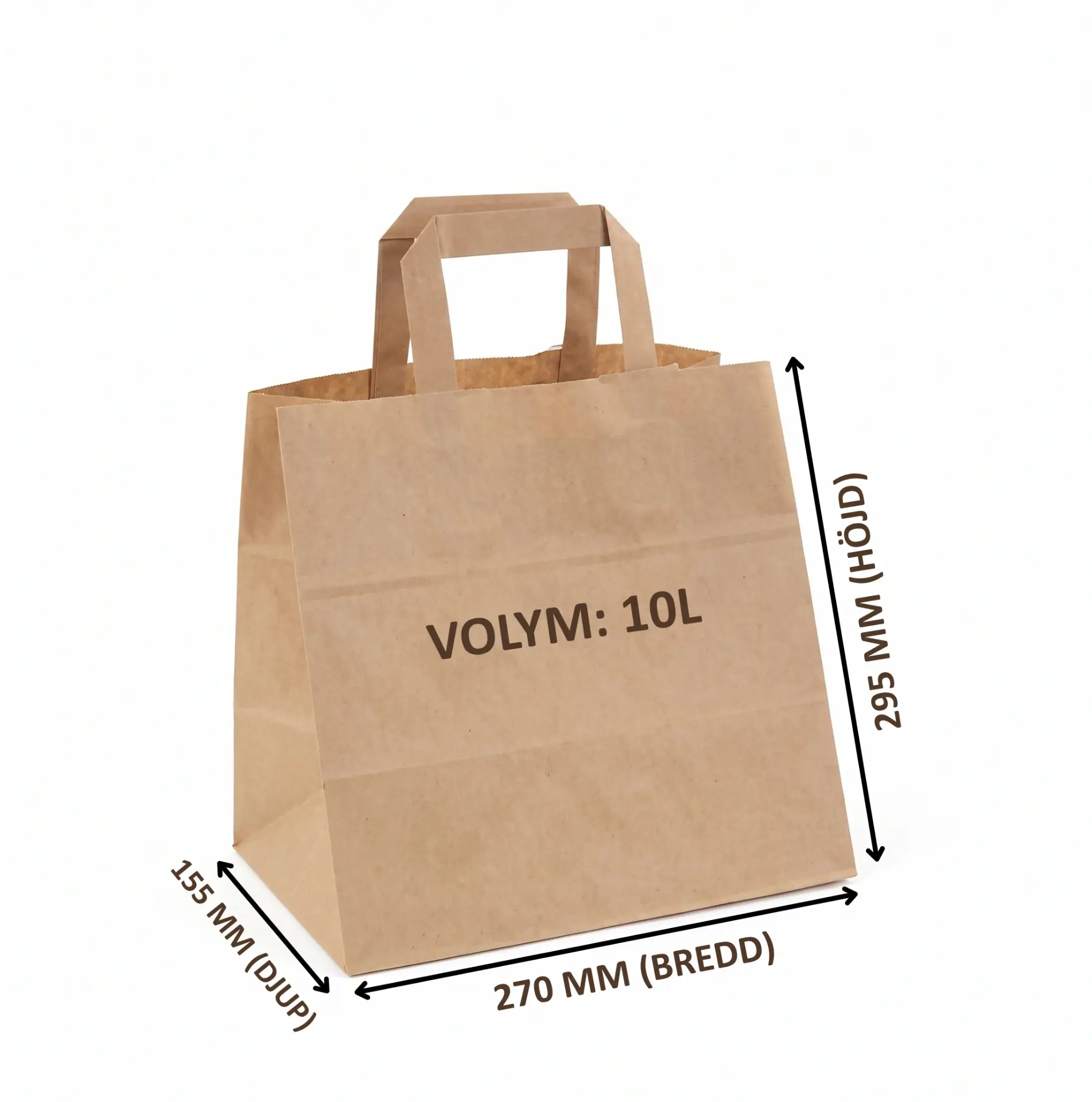 Brun papperspåse 270x155x295 mm, 10 liter